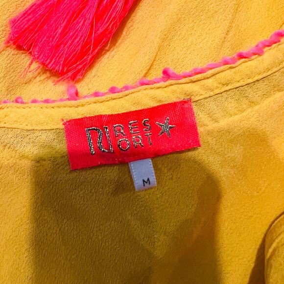 RI Resort V Neck Tunic Lace Trim Metallic Thread - M - Picture 6 of 6